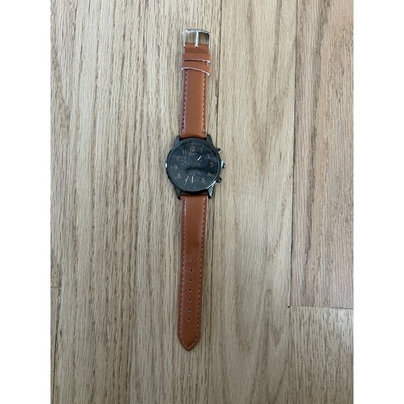 Geneva Men’s Brown Wristwatch Tan Faux Leather Band - Picture 2 of 4